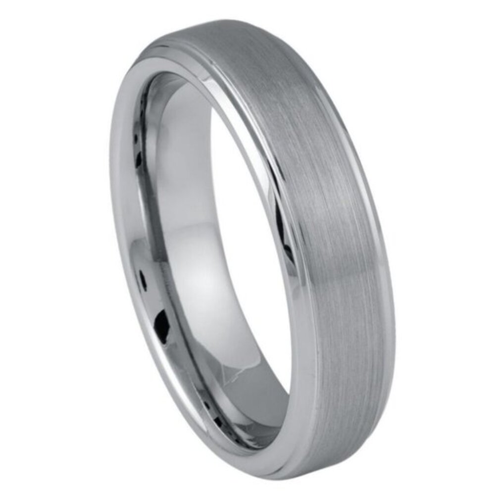 New Men or Women 6mm stepped edge flat Tungsten Wedding band Ring